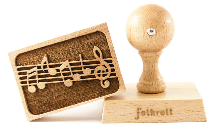 Folkroll Rectangular Cookie Stamp, Musical Notes