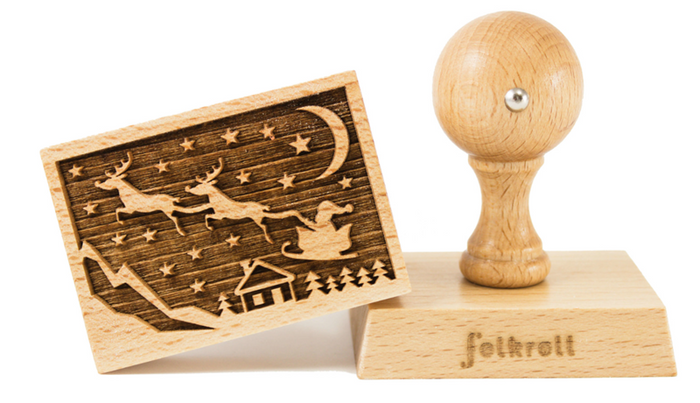 Folkroll Rectangular Cookie Stamp, Santa's Sleigh
