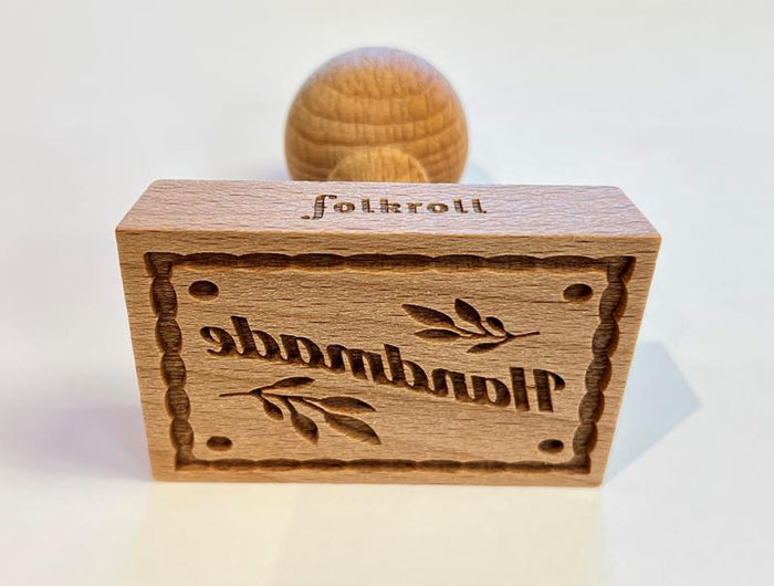 Folkroll Rectangular Cookie Stamp, "Handmade"