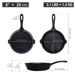 Victoria Cast Iron Skillet 20 cm | 8 Inch