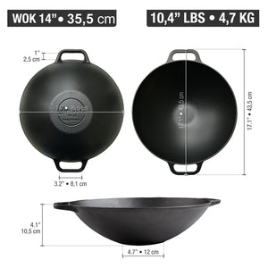 Victoria Cast Iron Wok 35.5 cm | 14 Inch