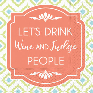 Design Design Cocktail Paper Napkin, Drink Wine & Judge People