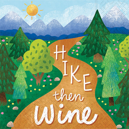 Design Design Cocktail Paper Napkin, Hike Then Wine