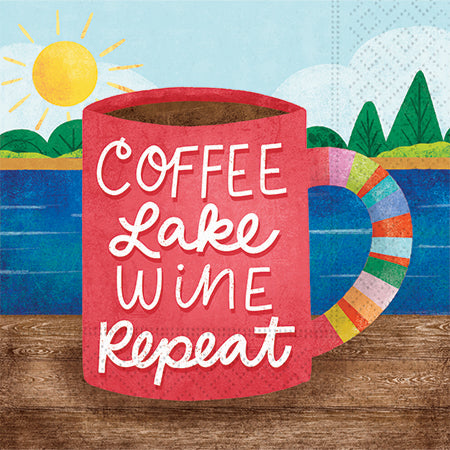 Design Design Cocktail Paper Napkin, Coffee Lake Wine Repeat