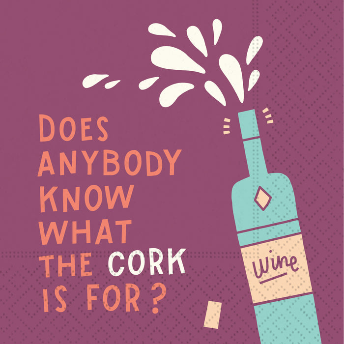 Design Design Cocktail Paper Napkin, What the Cork is For?
