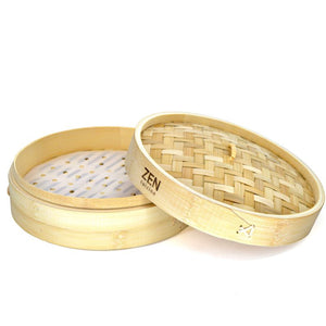 Zen Cuizine Bamboo Steamer 10 Inch (with Paper Liners)