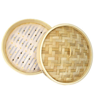 Zen Cuizine Bamboo Steamer 10 Inch (with Paper Liners)