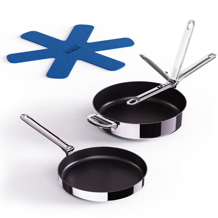 Joseph Joseph SpaceSteel™ Non-Stick Frying Pans Set of 2 (Includes Pan Protector)