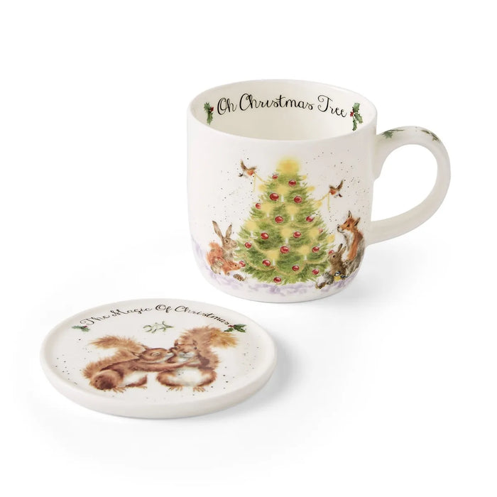 Wrendale Designs Mug & Coaster Set, Christmas Tree