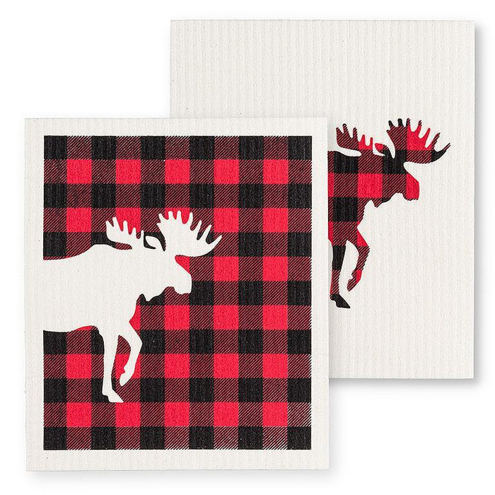 Abbott Buffalo Check Moose Dishcloths Set of 2