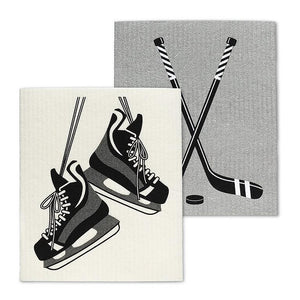 Abbott Swedish Dishcloth Set of 2, Hockey Skates & Stick