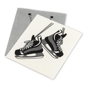 Abbott Swedish Dishcloth Set of 2, Hockey Skates & Stick