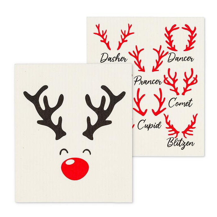 Abbott Swedish Dishcloth Set of 2, Rudolph & Friends