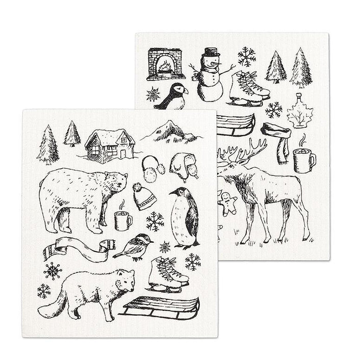 Abbott Swedish Dishcloth Set of 2, Winter Sketch Icon