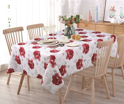 Texstyles Deco Tablecloth 58 x 94 Inch, Adore Red