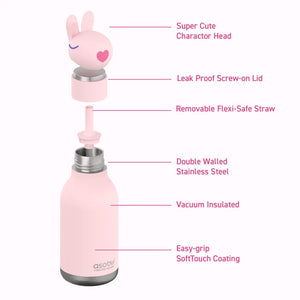 Asobu Bestie Water Bottle 16 oz, Bunny