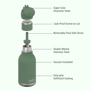 Asobu Bestie Water Bottle 16 oz, Dinosaur
