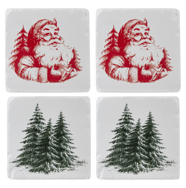 Ganz Coaster Set of 4, Santa & Forest