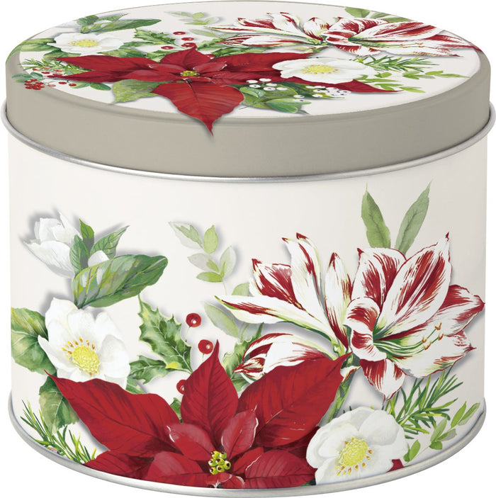 IHr Round Cookie Gift Tin, Christmas Florals