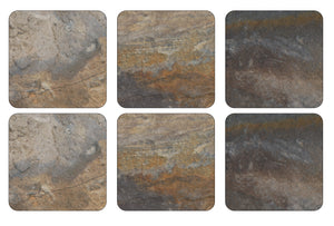 Pimpernel Coasters Set of 6, Earth Slate