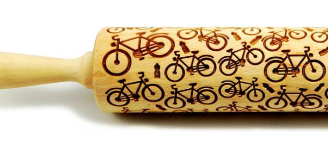 Folkroll Small Embossed Rolling Pin, Bikes