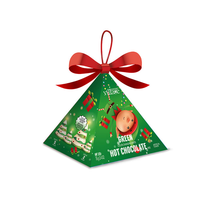 Gourmet Village Colour-Changing Hot Chocolate Pyramid Ornament, Elf Green