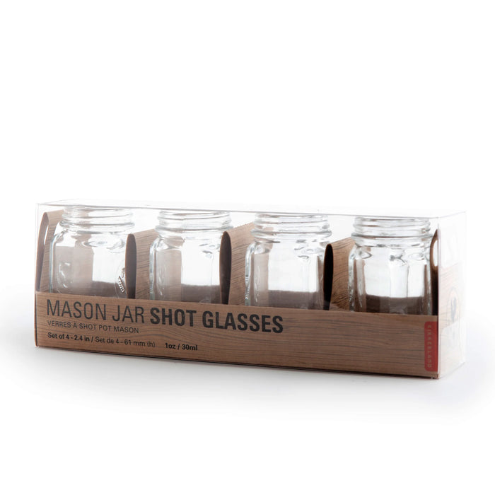 Kikkerland Shot Glass Set of 4, Mason Jar