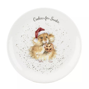 Wrendale Designs Round Plate 8 Inch, Cookies for Santa (Hamster)