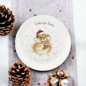 Wrendale Designs Round Plate 8 Inch, Cookies for Santa (Hamster)
