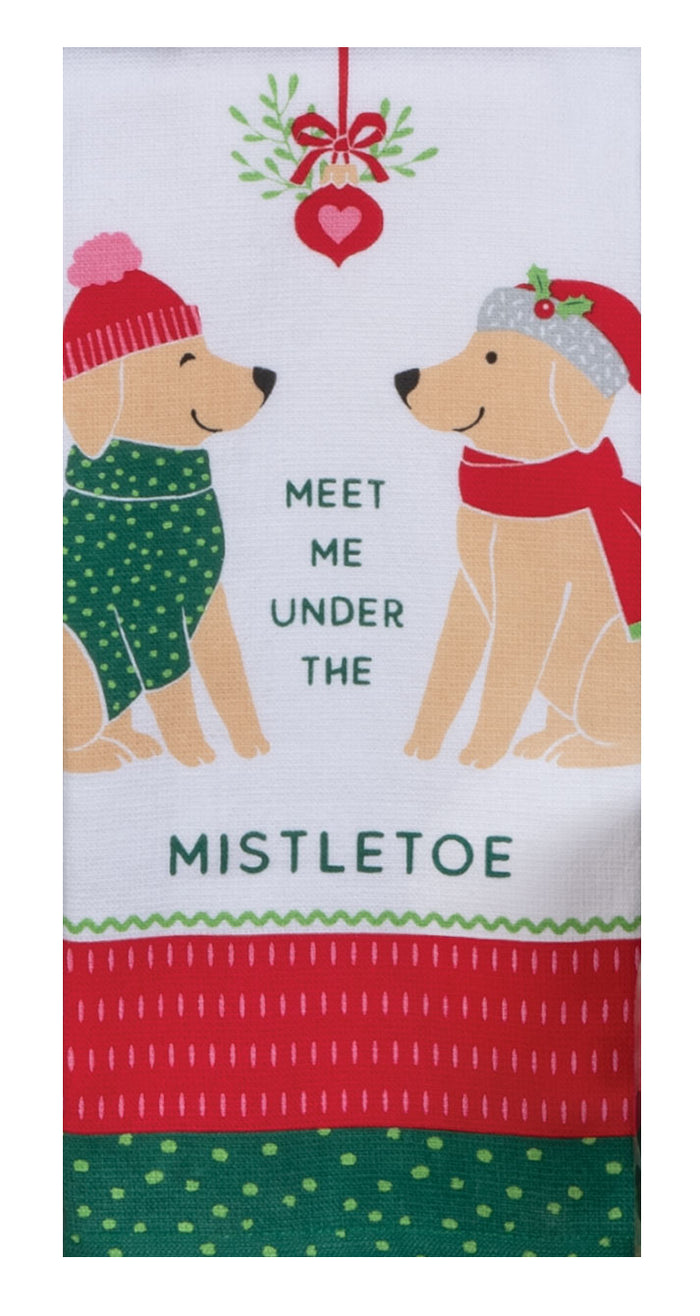 Kay Dee Dual Purpose Terry Tea Towel, Christmas Pets Mistletoe