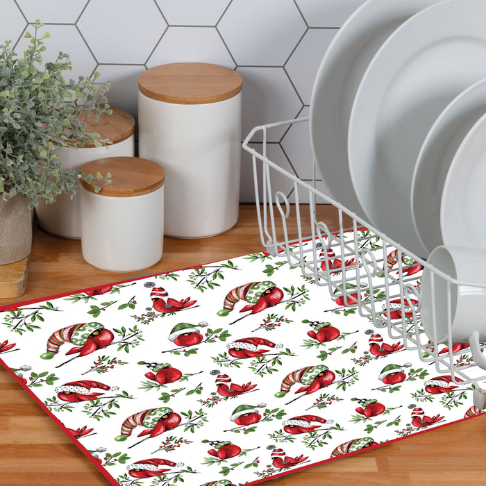 Kay Dee Dish Drying Mat, Playful Cardinal