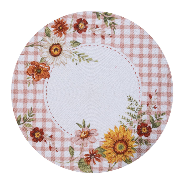 Kay Dee Round Braided Placemat, Sunflower Whispers