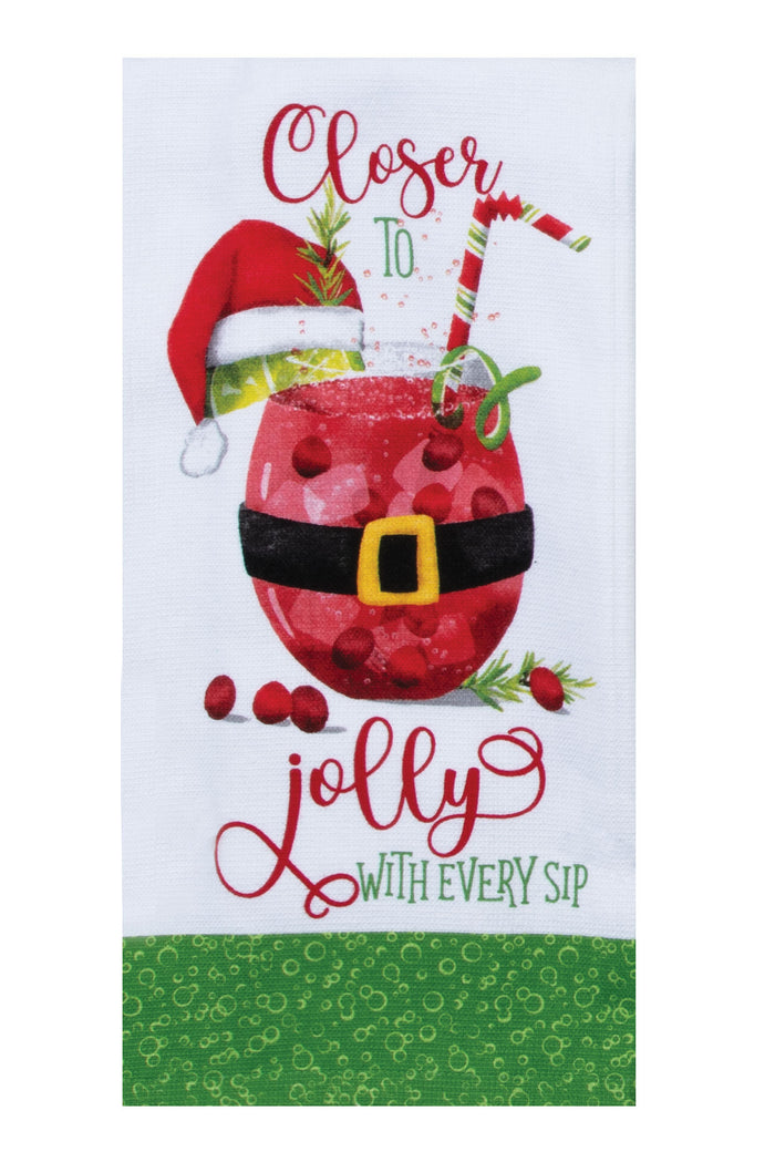 Kay Dee Dual Purpose Terry Tea Towel, Holiday Cheers Jolly Santa