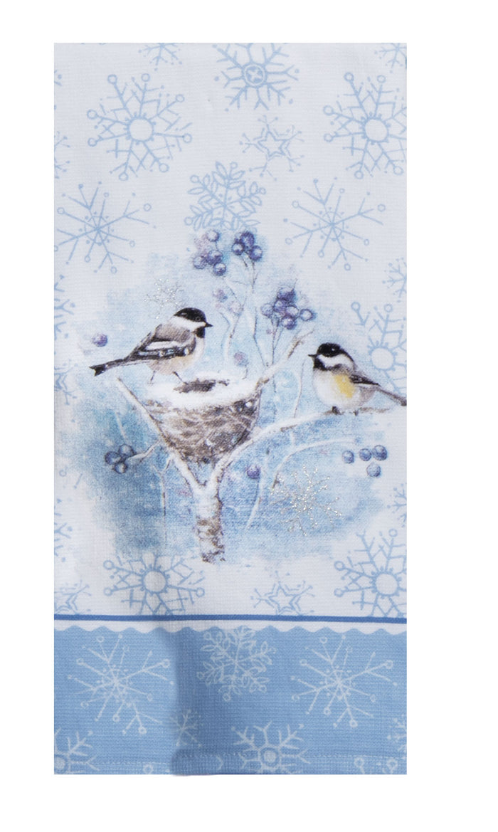 Kay Dee Dual Purpose Terry Tea Towel, Let It Snow Chickadee