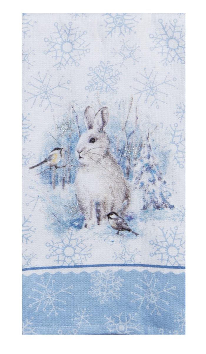 Kay Dee Dual Purpose Terry Tea Towel, Let It Snow Snowshow Hare