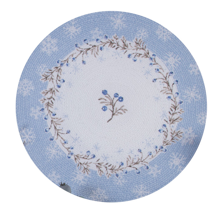 Kay Dee Round Braided Placemat, Let It Snow