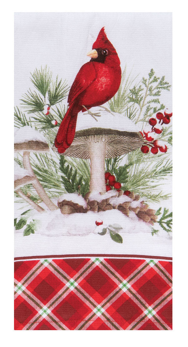 Kay Dee Dual Purpose Terry Tea Towel, Snow Capped Winter Cardinal