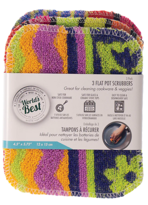 World's Best Pot Scrubber Set of 3, Flat