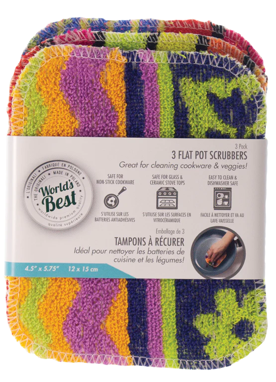 World's Best Pot Scrubber Set of 3, Flat