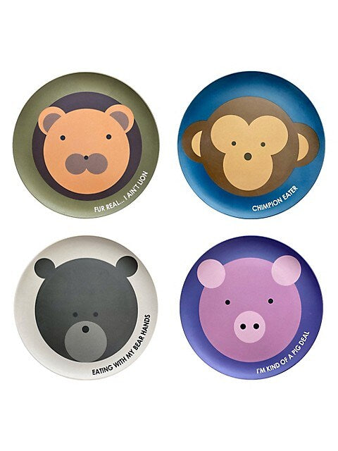Red Rover Kids Bamboo Plates Set of 4, Animals