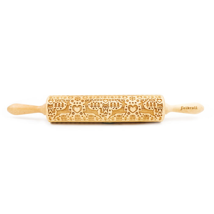 Folkroll Large Embossed Rolling Pin, Magic Christmas