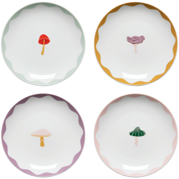 Danica Jubilee Appetizer Plates Set of 4, Mushroom Gems