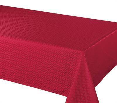Texstyles Deco Tablecloth 90 Inch Square,  Jacquard Quad Red