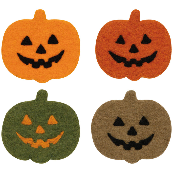 Danica Jubilee Felt Wool Coasters Set of 4, Boo Crew Pumpkins