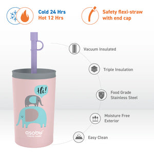 Asobu Mini Sippy Travel Cup 12oz, Pink Elephant