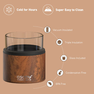 Asobu Insulated "On the Rocks" Whiskey Glass, Wood