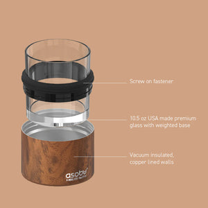 Asobu Insulated "On the Rocks" Whiskey Glass, Wood