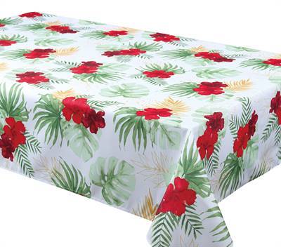 Texstyles Deco Tablecloth 58 x 108 Inch, Maui White