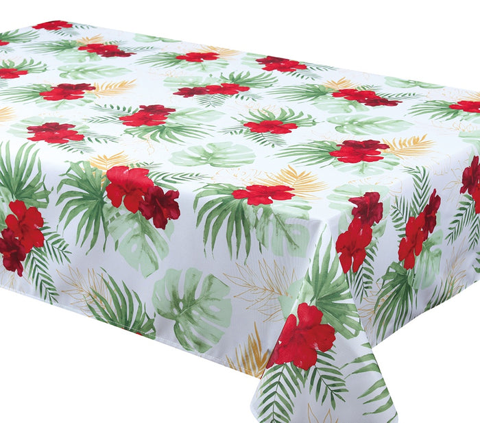 Texstyles Deco Tablecloth 58 x94 Inch, Maui White