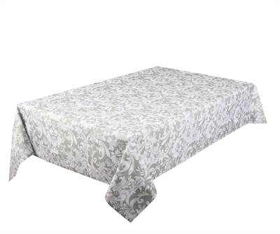Texstyles Deco Tablecloth 58 x 108 Inch, Majestic Baroque Beige